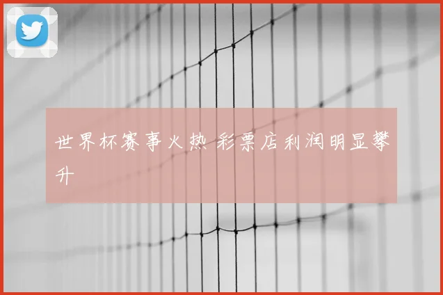 世界杯赛事火热 彩票店利润明显攀升
